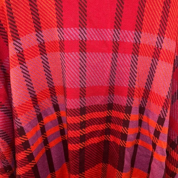 isaac mizrahi FALL red orange pink plaid opera duster cardigan sweater PLUS 3X - Picture 5 of 6